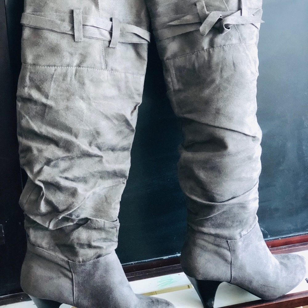 Over the knee suede boots